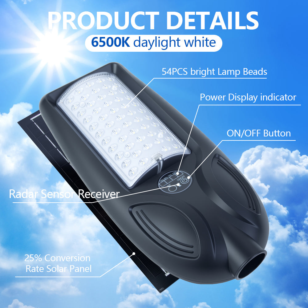 HQ SolarLighting Solar Street Lights Outdoor Lamp, 16000lm IP67 Waterproof Light with Anti Broken Remote Control Mounting Bracket, Dusk to Dawn Security Led Flood Light for Yard, Garden, etc HQ SolarLighting