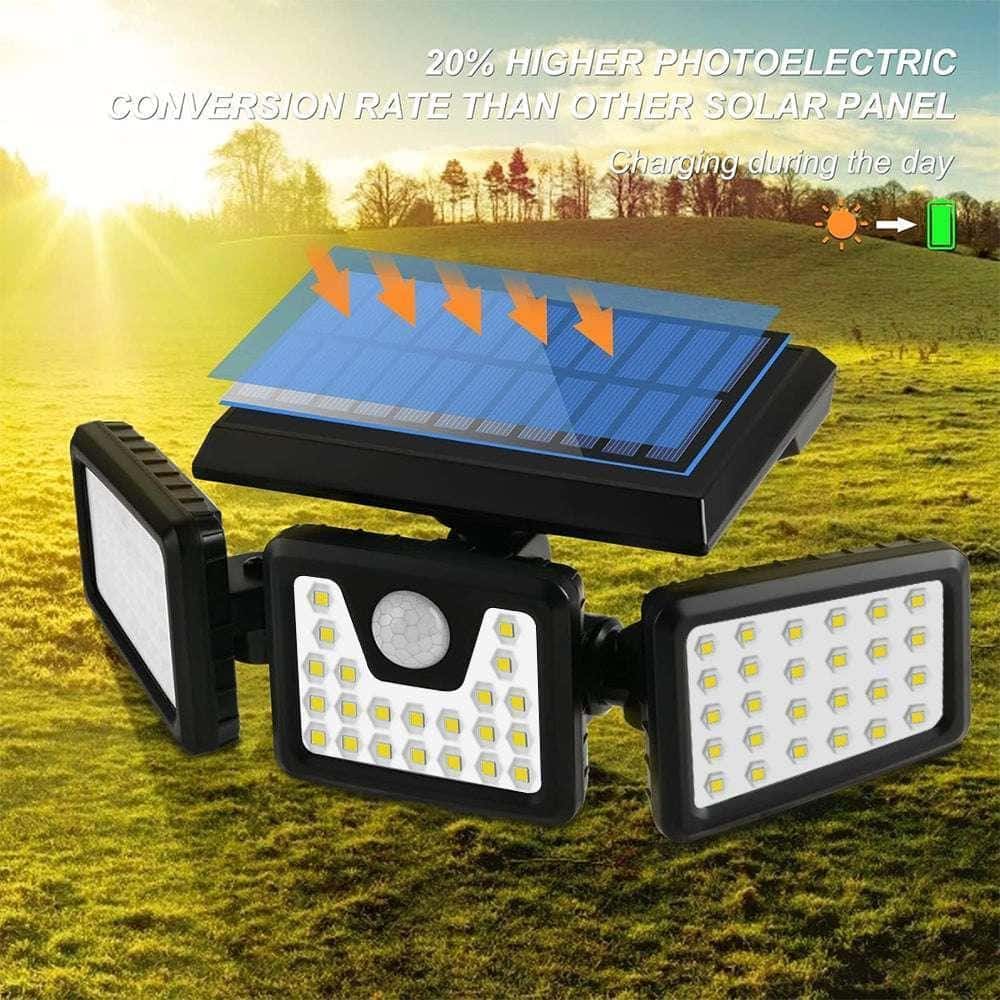 HQ SolarLighting 3 - Head Solar Motion Light Solar Wall Lights LED Motion Light - HQ SolarLighting