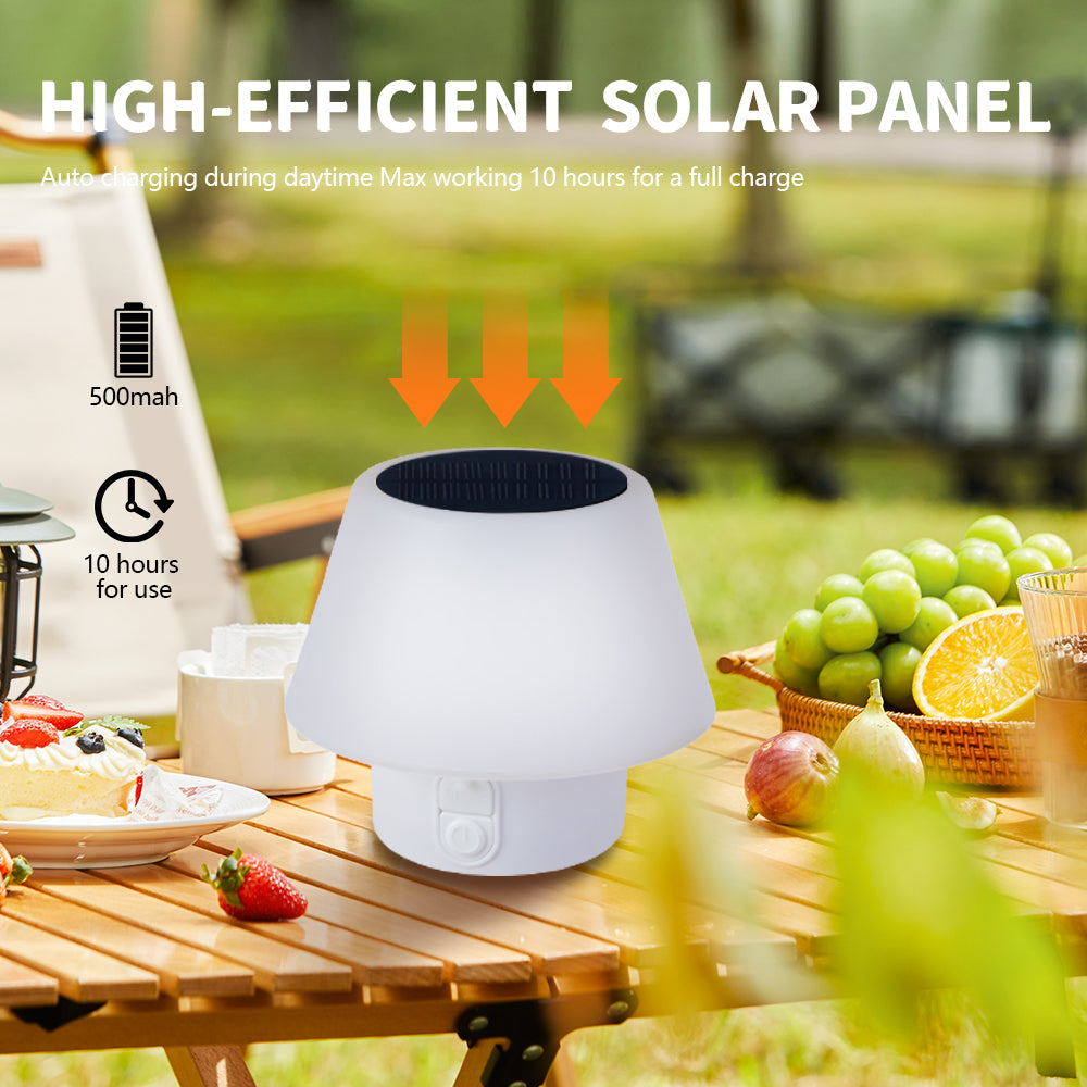 HQ Solar Lighting Portable LED Solar Table Lamp Indoor Outdoor Warm+Wh ...