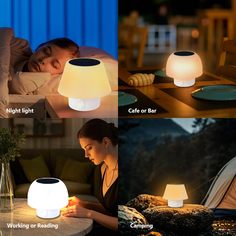 HQ Solar Lighting Portable LED Solar Table Lamp Indoor Outdoor Warm+White+RGB Night Light Xmas hqsolarlighting