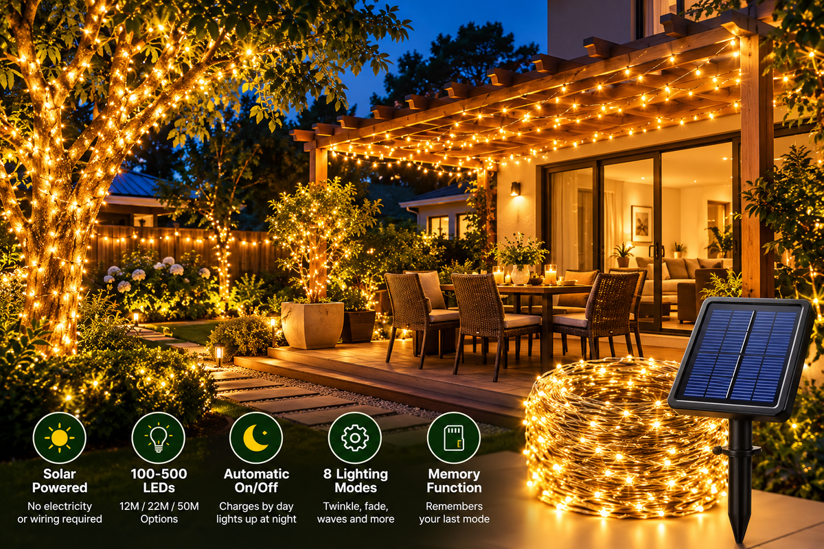 Solar fairy lights outdoors