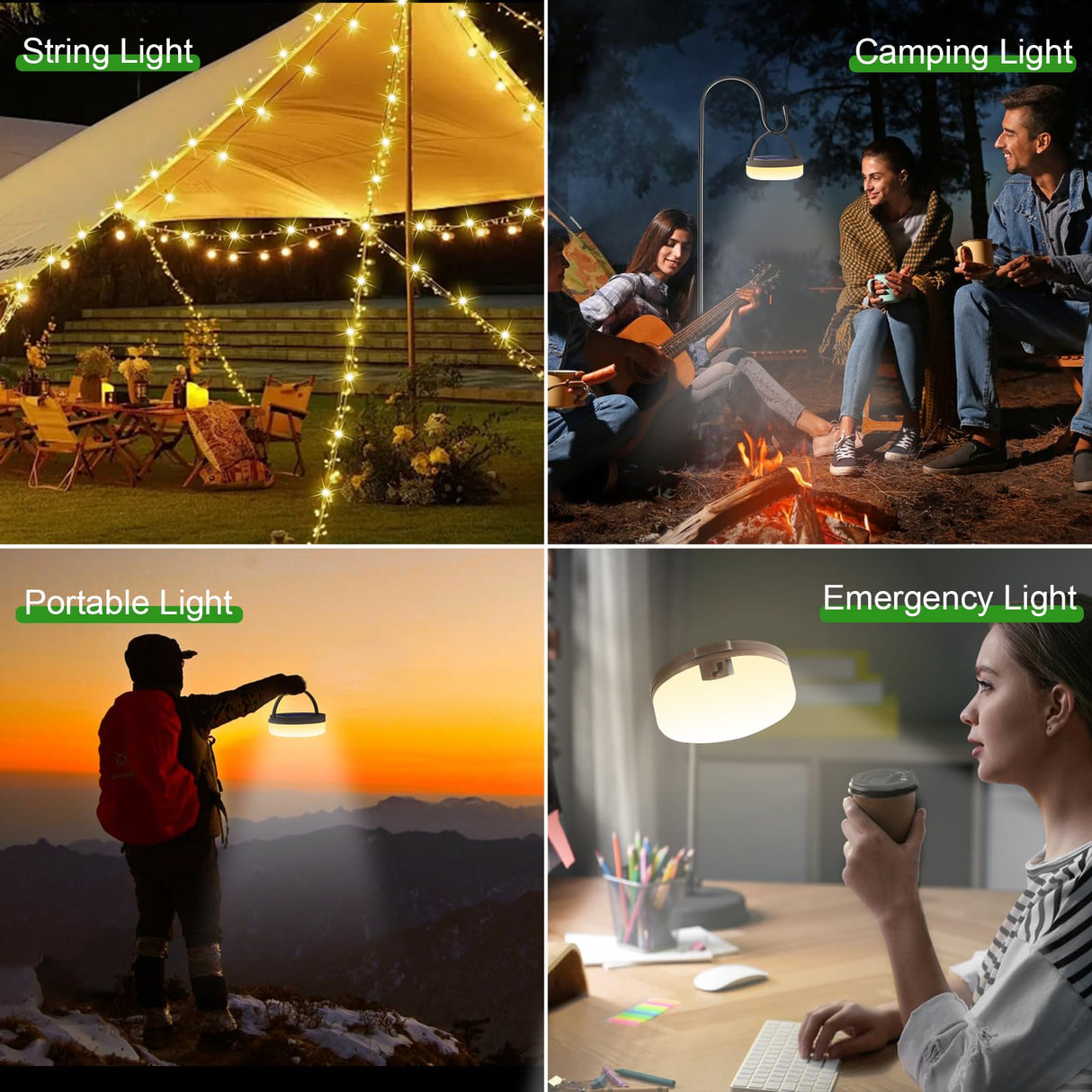 Solar Camping String Light, 12.8 M Solar Portable Waterproof Camping Lights with Remote, USB Type-C Rechargeable Portable Camping Lights with 8 Lighting Modes for Garden Party Decorations soga
