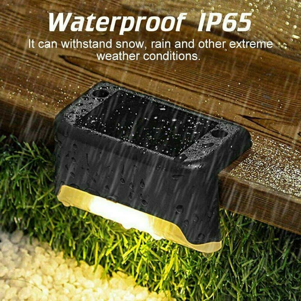 Solar Deck Lights Outdoor – 4 Pack Waterproof LED Step Lights for Fence, Stairs, Patio