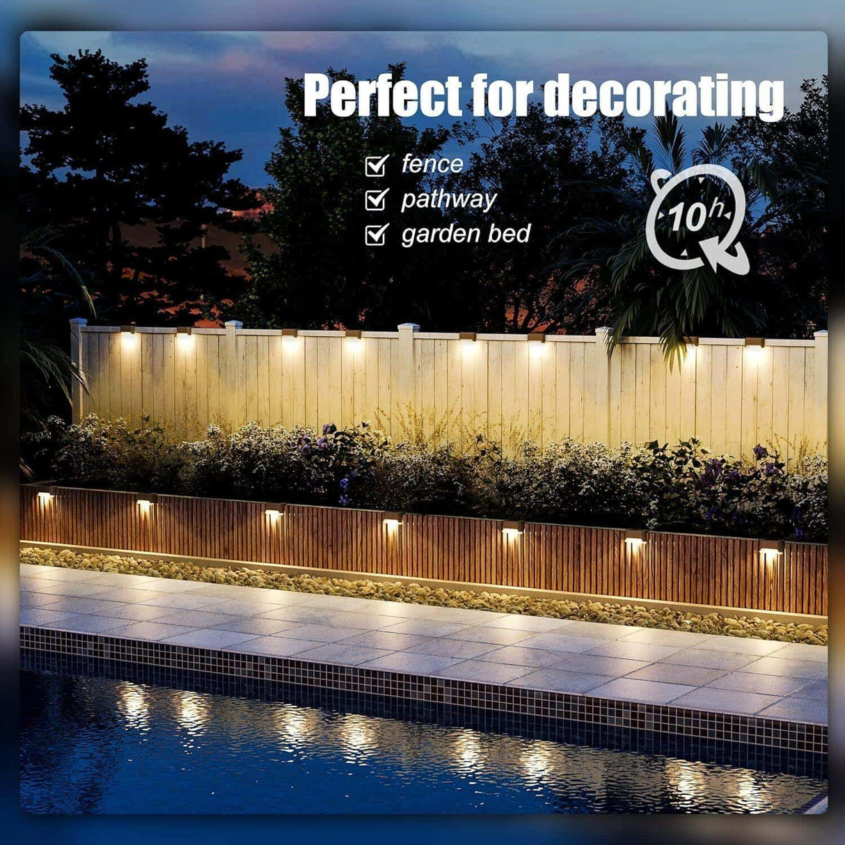 Solar Deck Lights Outdoor – 4 Pack Waterproof LED Step Lights for Fence, Stairs, Patio