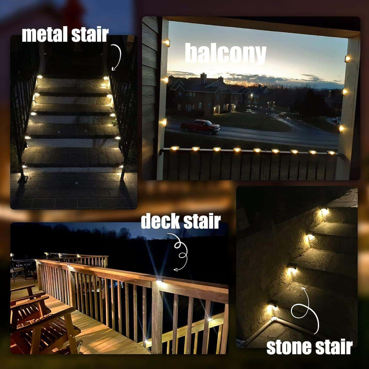 Solar Deck Lights Outdoor – 4 Pack Waterproof LED Step Lights for Fence, Stairs, Patio