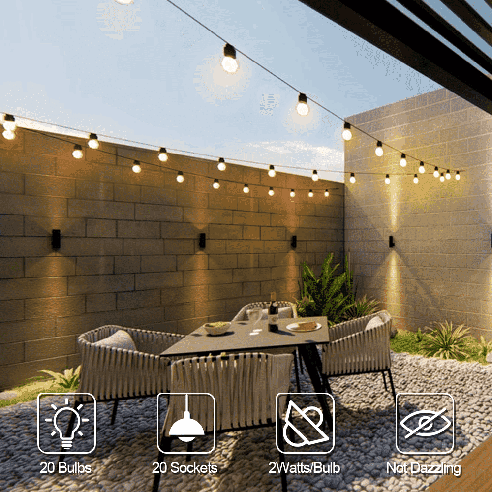 HQ SolarLighting 20M - 200M Connectable LED Festoon String Lights Party Lights Patio Lights Dimmable - HQ SolarLighting