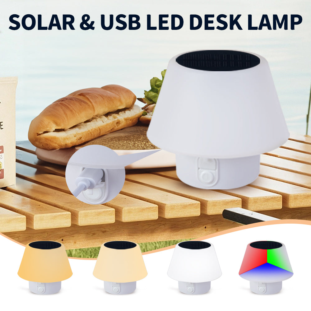 HQ Solar Lighting Portable LED Solar Table Lamp Indoor Outdoor Warm+White+RGB Night Light Xmas hqsolarlighting