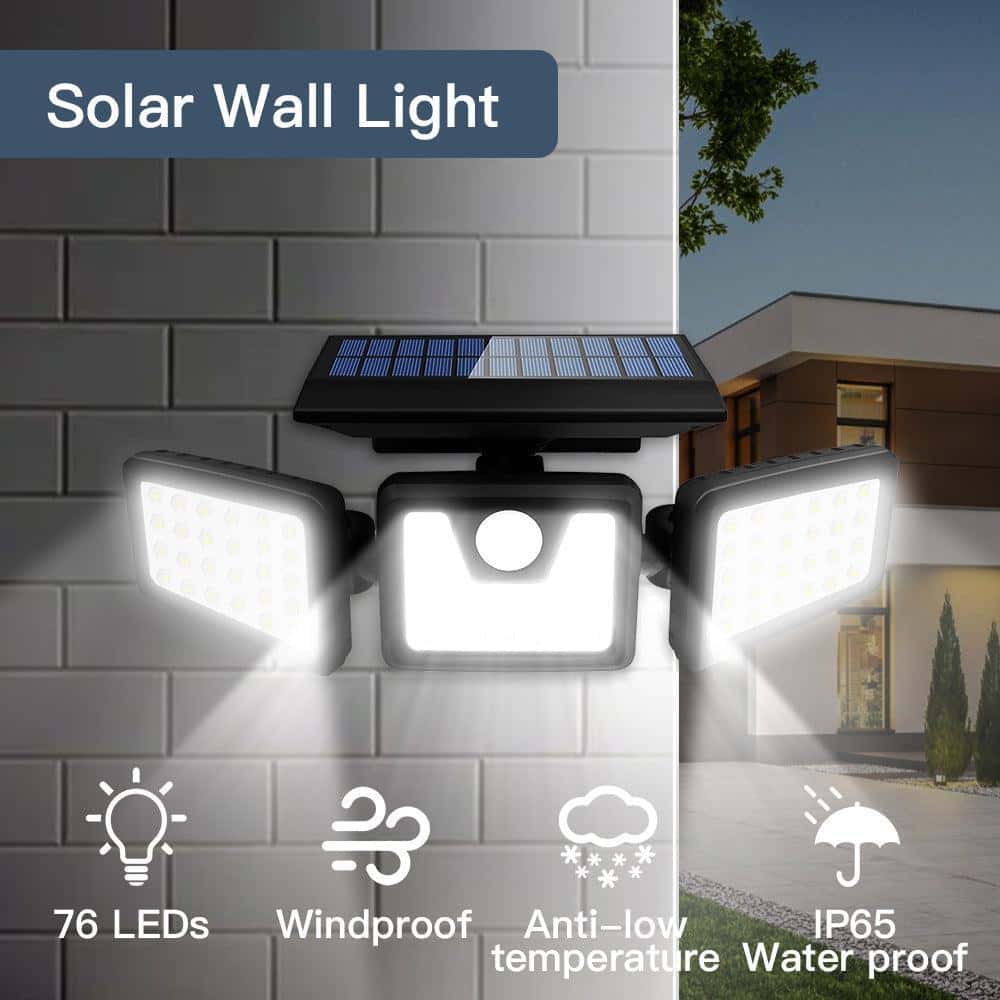 HQ SolarLighting 3 - Head Solar Motion Light Solar Wall Lights LED Motion Light - HQ SolarLighting