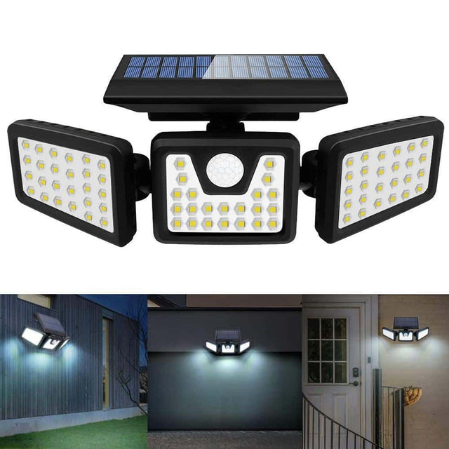 HQ SolarLighting 3 - Head Solar Motion Light Solar Wall Lights LED Motion Light - HQ SolarLighting