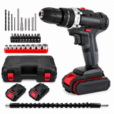 Cordless drill kit and two batteries