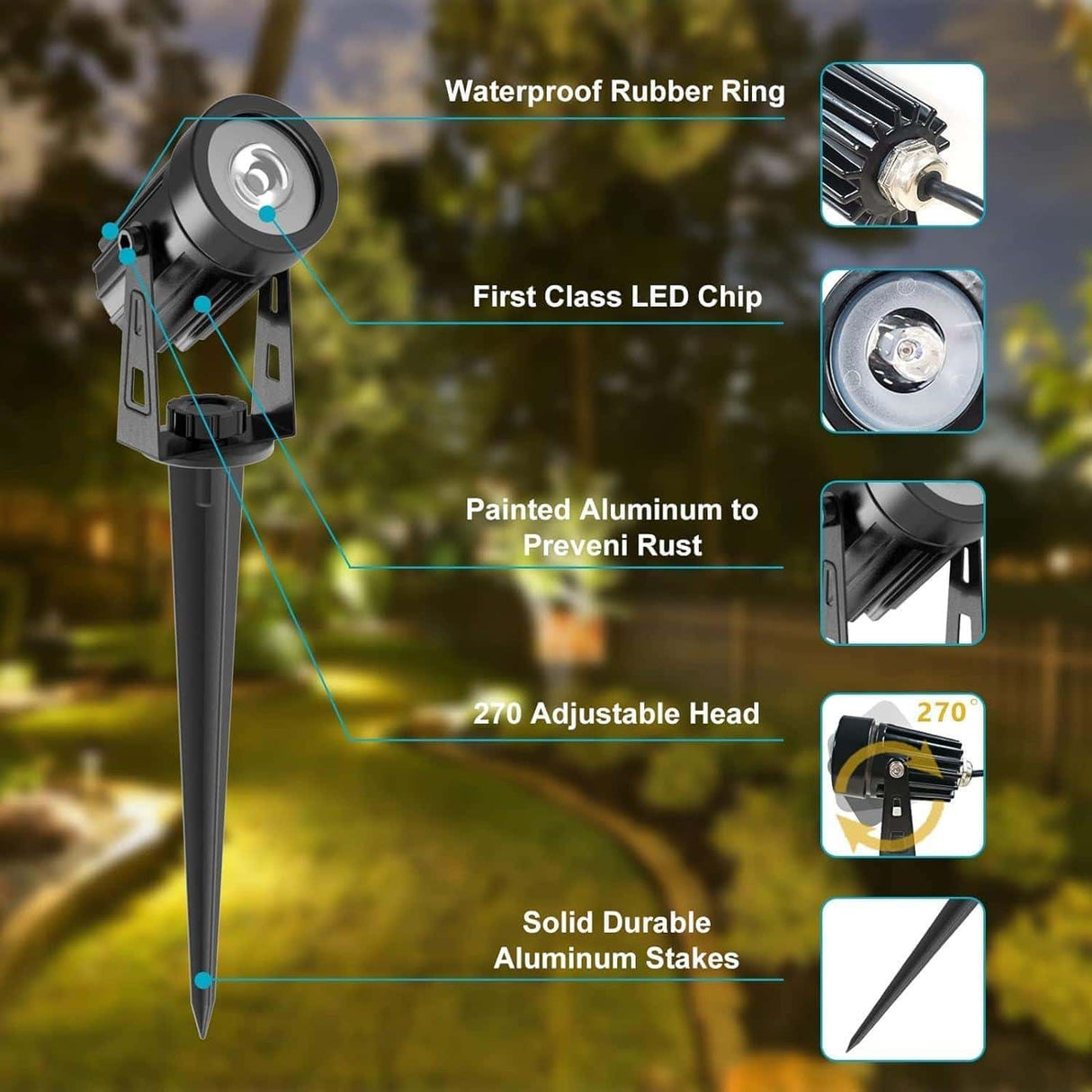 HQ SolarLighting Solar Spotlights Outdoor Garden Lights for Garden Yard Path Driveway Porch Walkway - HQ SolarLighting