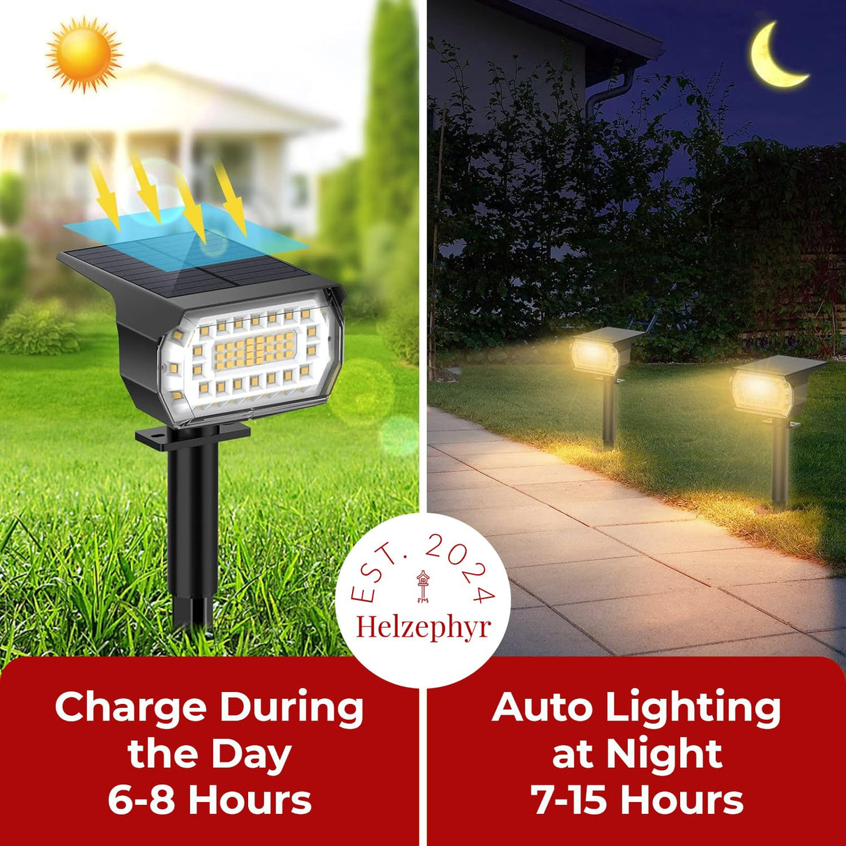 Solar Landscape Spot Lights Outdoor, IP65 Waterproof, Lights for Garden Gate Yard Garage Pathway Outside with 3 Lighting Modes [Warm White] soga