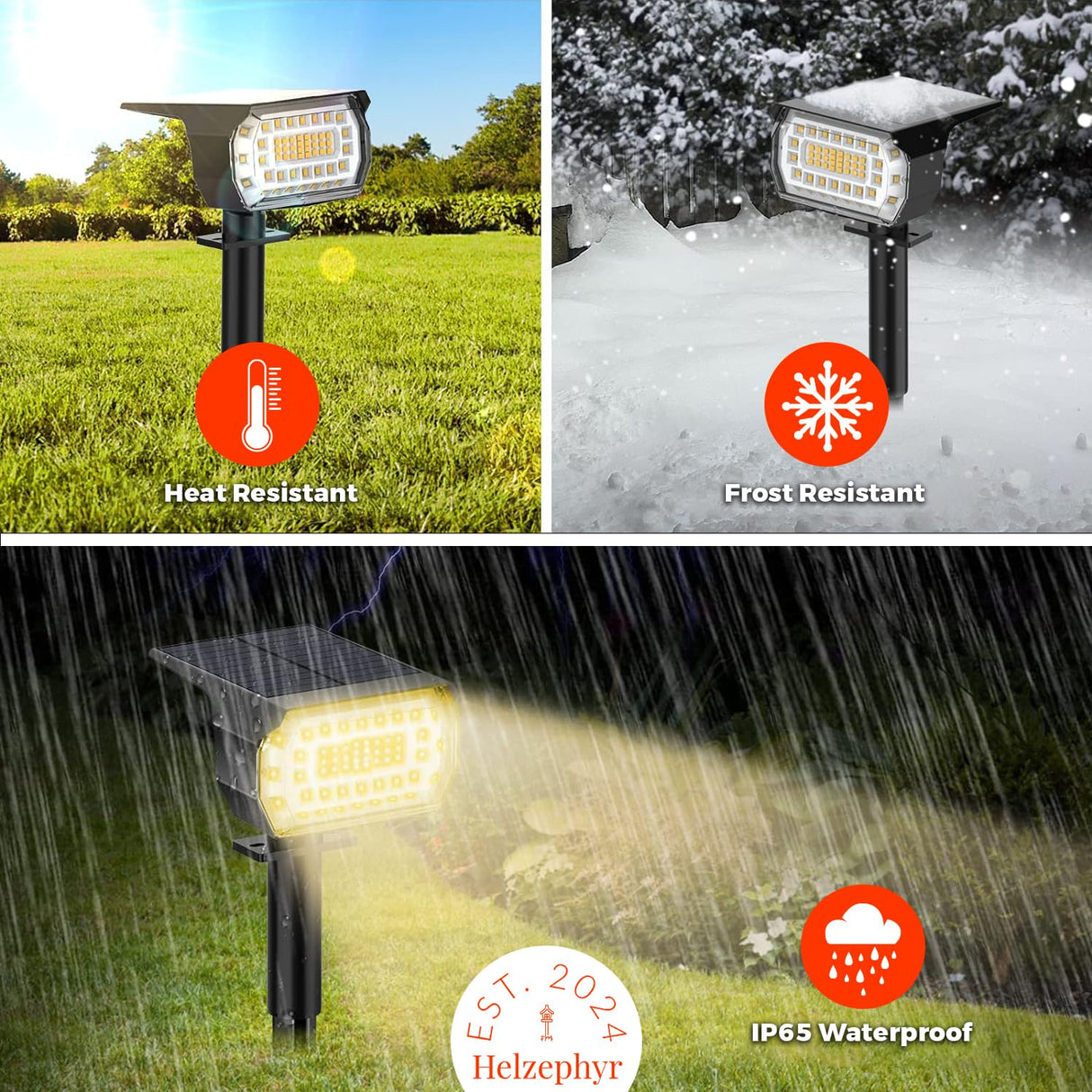 Solar Landscape Spot Lights Outdoor, IP65 Waterproof, Lights for Garden Gate Yard Garage Pathway Outside with 3 Lighting Modes [Warm White] soga