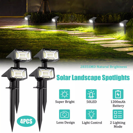 Solar Landscape Spot Lights Outdoor, IP65 Waterproof, Lights for Garden Gate Yard Garage Pathway Outside with 3 Lighting Modes [Warm White] soga