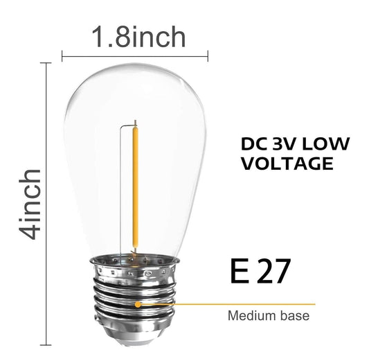 4pcs Replacement LED Bulbs Pack for HQ SolarLighting's Solar Powered Festoon Lights outdoor solar bulbs HQ SolarLighting
