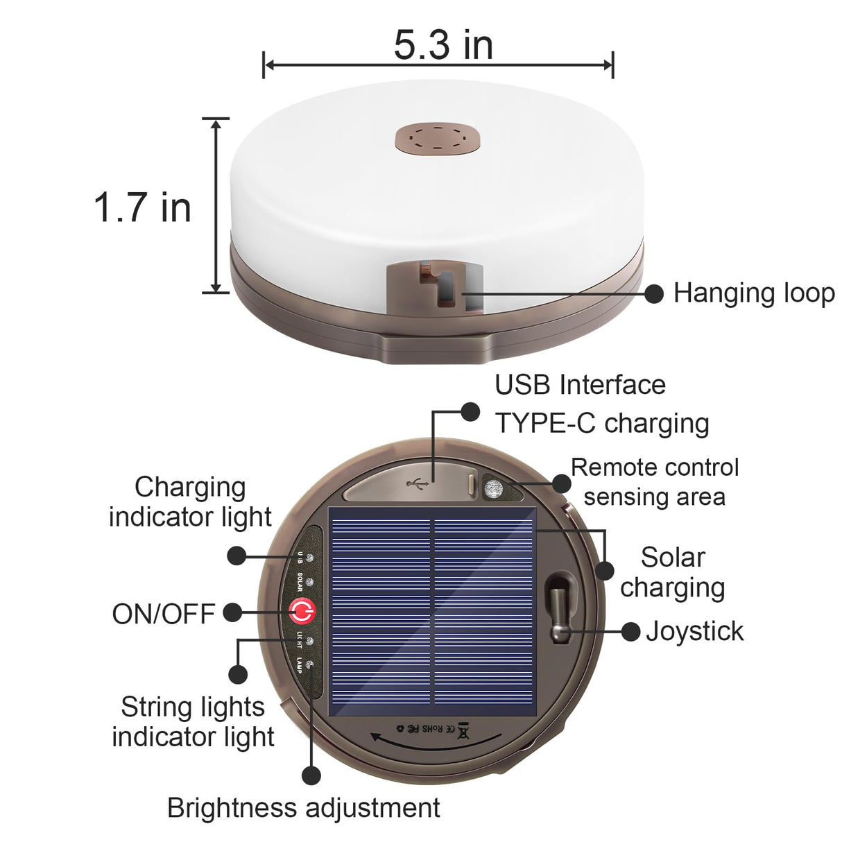 Solar Camping String Light, 12.8 M  Solar Portable Waterproof Camping Lights with Remote, USB Type-C Rechargeable Portable Camping Lights with 8 Lighting Modes for Garden Party Decorations soga