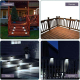 Solar Deck Lights Outdoor – 4 Pack Waterproof LED Step Lights for Fence, Stairs, Patio