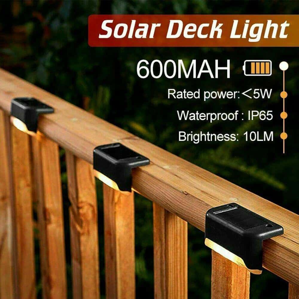 Solar Deck Lights Outdoor – 4 Pack Waterproof LED Step Lights for Fence, Stairs, Patio