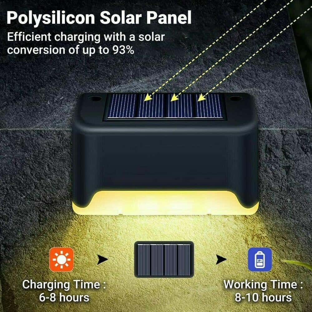 Solar Deck Lights Outdoor – 4 Pack Waterproof LED Step Lights for Fence, Stairs, Patio