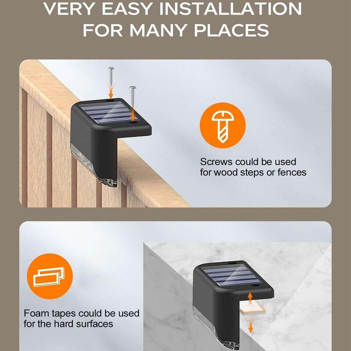 Solar Deck Lights Outdoor – 4 Pack Waterproof LED Step Lights for Fence, Stairs, Patio