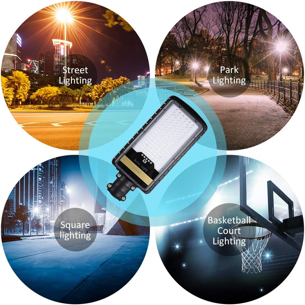 HQ SolarLighting Solar Street Lights Outdoor Lamp, 16000lm IP67 Waterproof Light with Anti Broken Remote Control Mounting Bracket, Dusk to Dawn Security Led Flood Light for Yard, Garden, etc hqsolarlighting